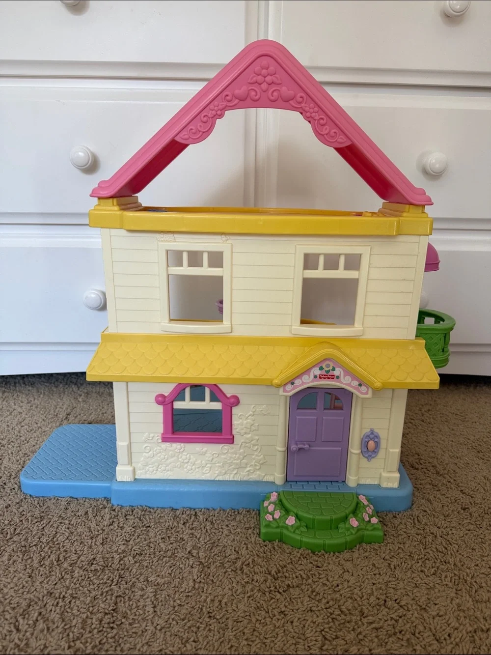 Kids Toy Playhouse Dollhouse - Pink, Yellow & Purple